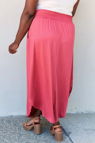 Doublju Comfort Princess Full Size High Waist Scoop Hem Maxi Skirt - Skirt - Ninexis - Bottoms