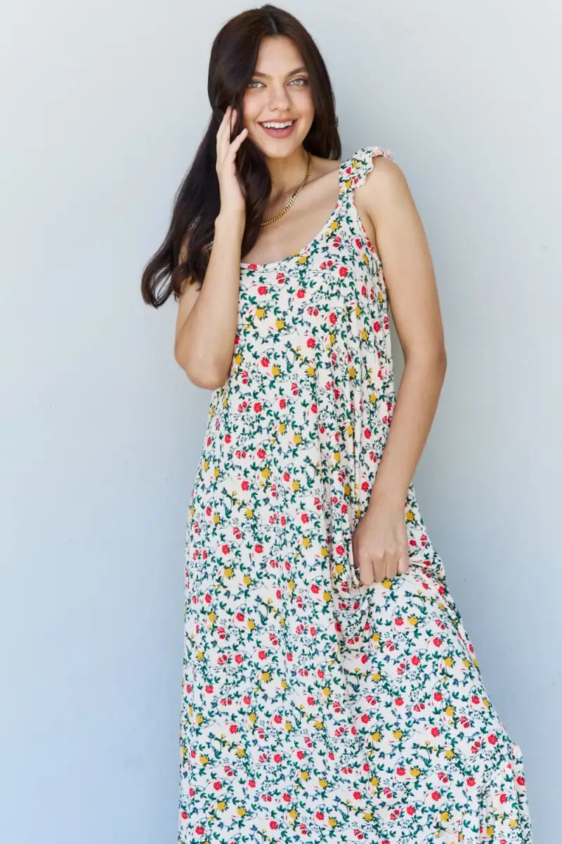 Doublju In The Garden Ruffle Floral Maxi Dress in Natural Rose - Dress - Ninexis - Dresses