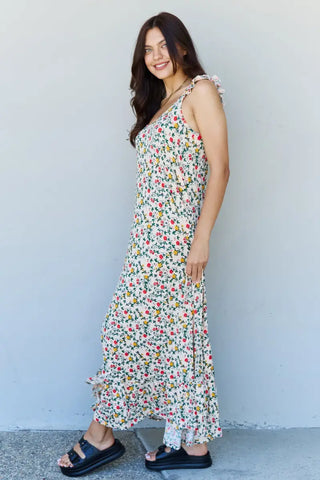 Doublju In The Garden Ruffle Floral Maxi Dress in Natural Rose - Dress - Ninexis - Dresses