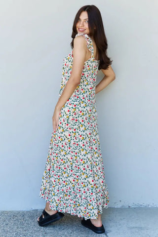 Doublju In The Garden Ruffle Floral Maxi Dress in Natural Rose - Dress - Ninexis - Dresses