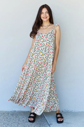 Doublju In The Garden Ruffle Floral Maxi Dress in Natural Rose - Dress - Ninexis - Dresses