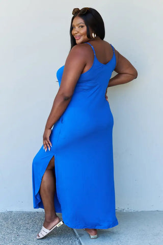 Ninexis Good Energy Full Size Cami Side Slit Maxi Dress in Royal Blue - Dress - Ninexis - Dresses