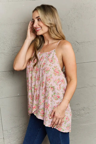 Hang Loose Tulip Hem Cami Top in Mauve Floral - Blouse - Ninexis - Tops