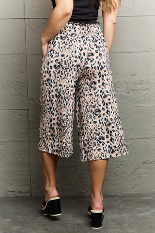 Leopard High Waist Flowy Wide Leg Pants with Pockets - Pants - Ninexis - Bottoms