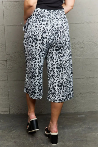 Leopard High Waist Flowy Wide Leg Pants with Pockets - Pants - Ninexis - Bottoms