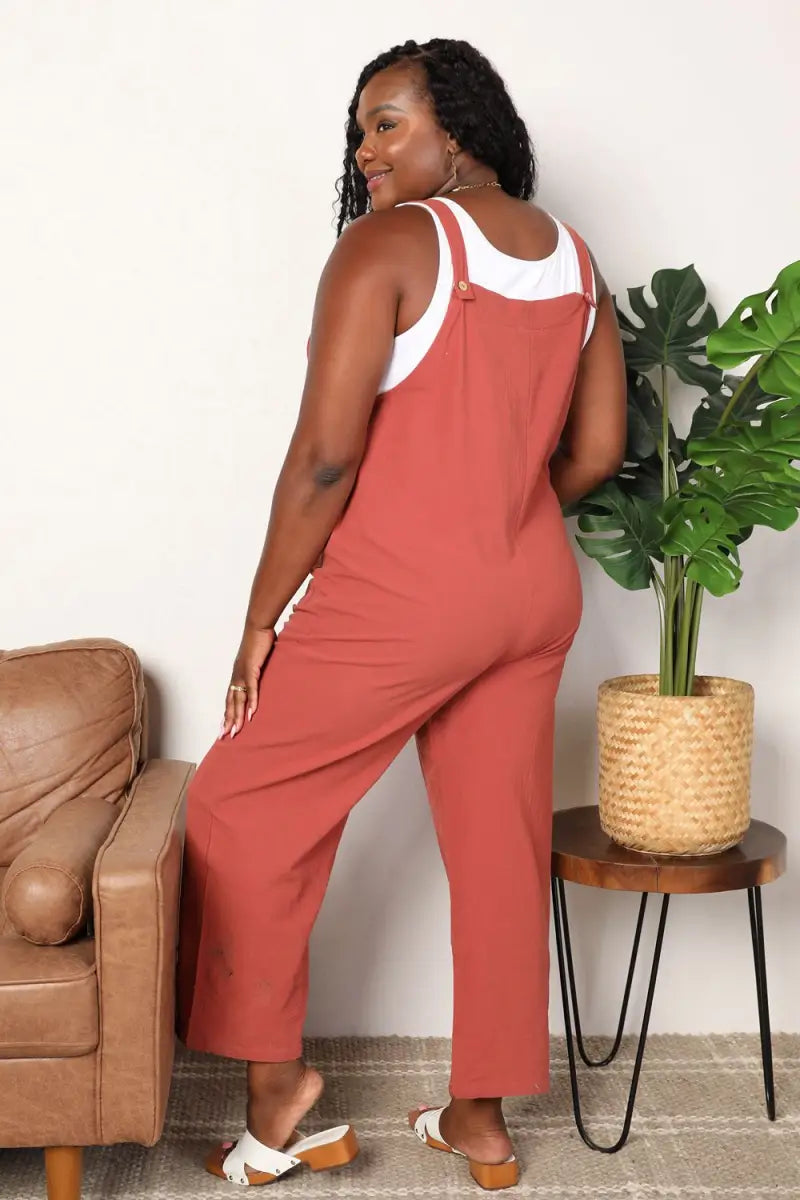 Wide Leg Overalls with Front Pockets - Romper - Parfee - Jumpsuits & Rompers