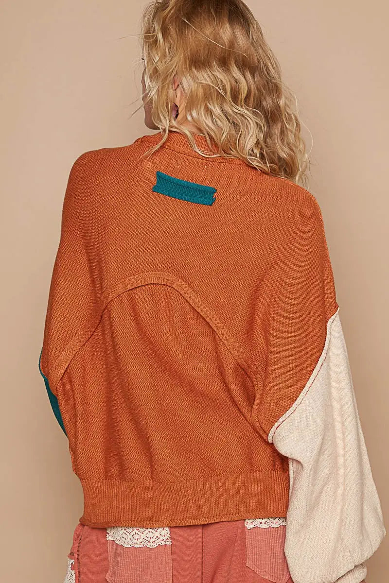 Color Block Roll Hem Hacci Sweater - Sweater - POL - Winter Collection