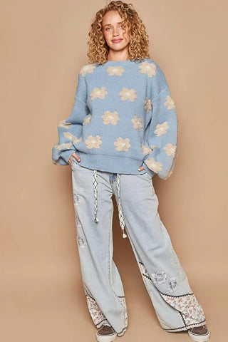 Daisy Pattern Drop Shoulder Sweater - Sweater - POL - Winter Collection