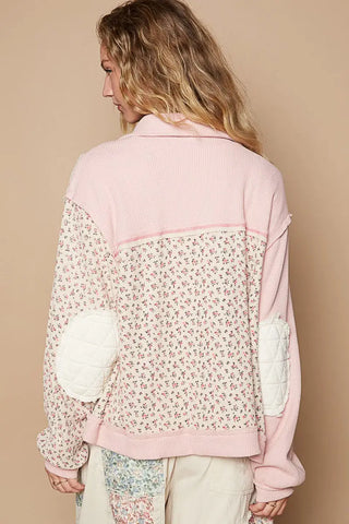 Floral Exposed Seam Button Up Quilted Jacket - Jacket - POL - Winter Collection