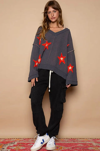 Long Sleeve Star Patch Sweater - Sweater - POL - Winter Collection