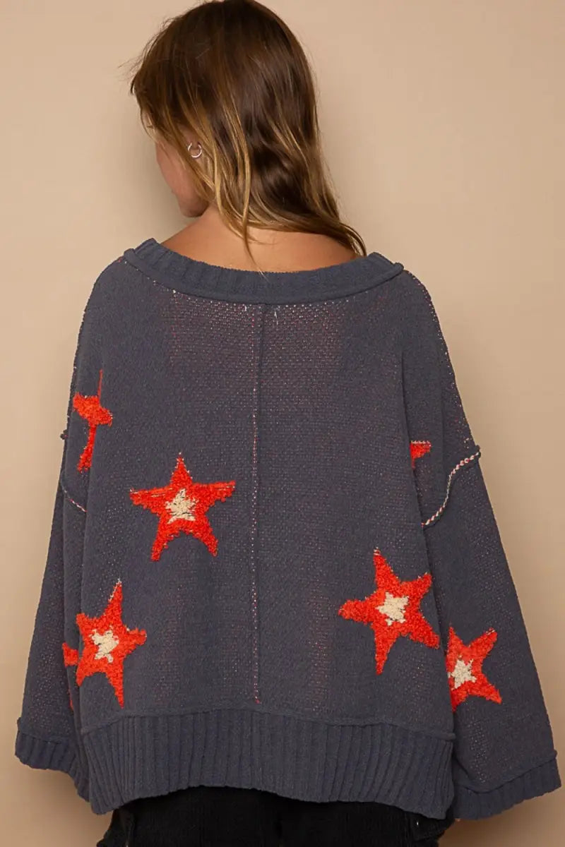 Long Sleeve Star Patch Sweater - Sweater - POL - Winter Collection