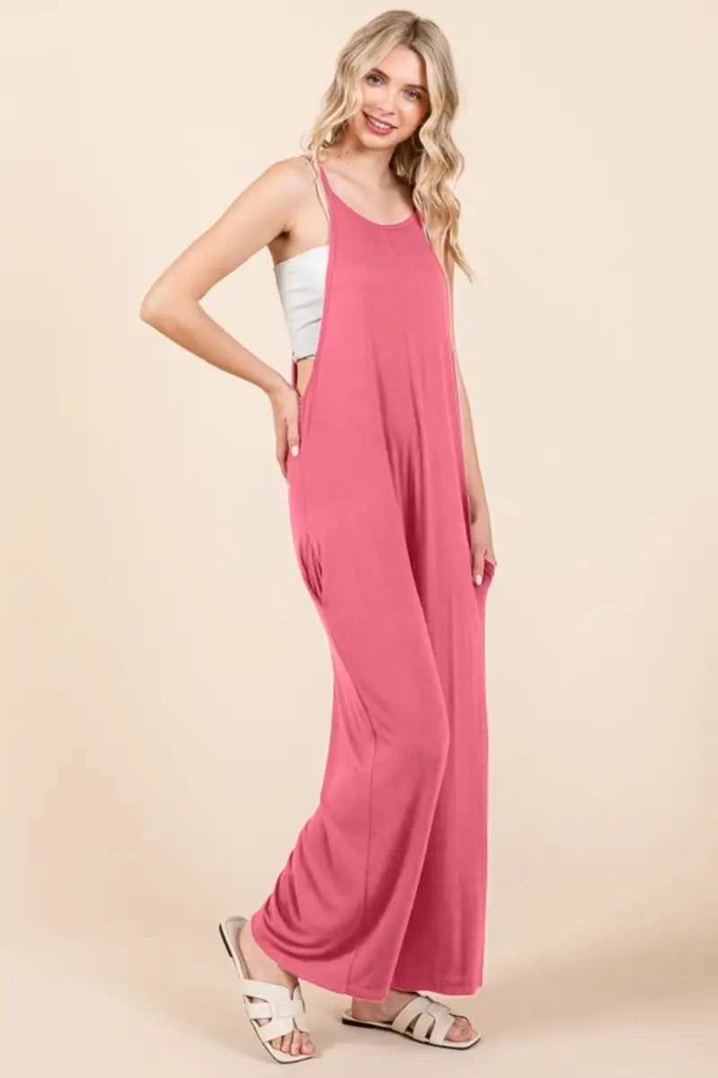 Culture Code Full Size Sleeveless Wide Leg Jumpsuit with Pockets - Trendsi - Jumpsuits & Rompers