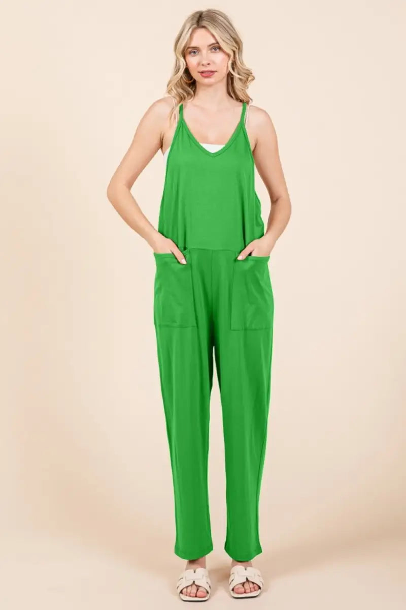 Fresh Green / S - Culture Code Full Size Sleeveless Jumpsuit with Pockets - Trendsi - Jumpsuits & Rompers