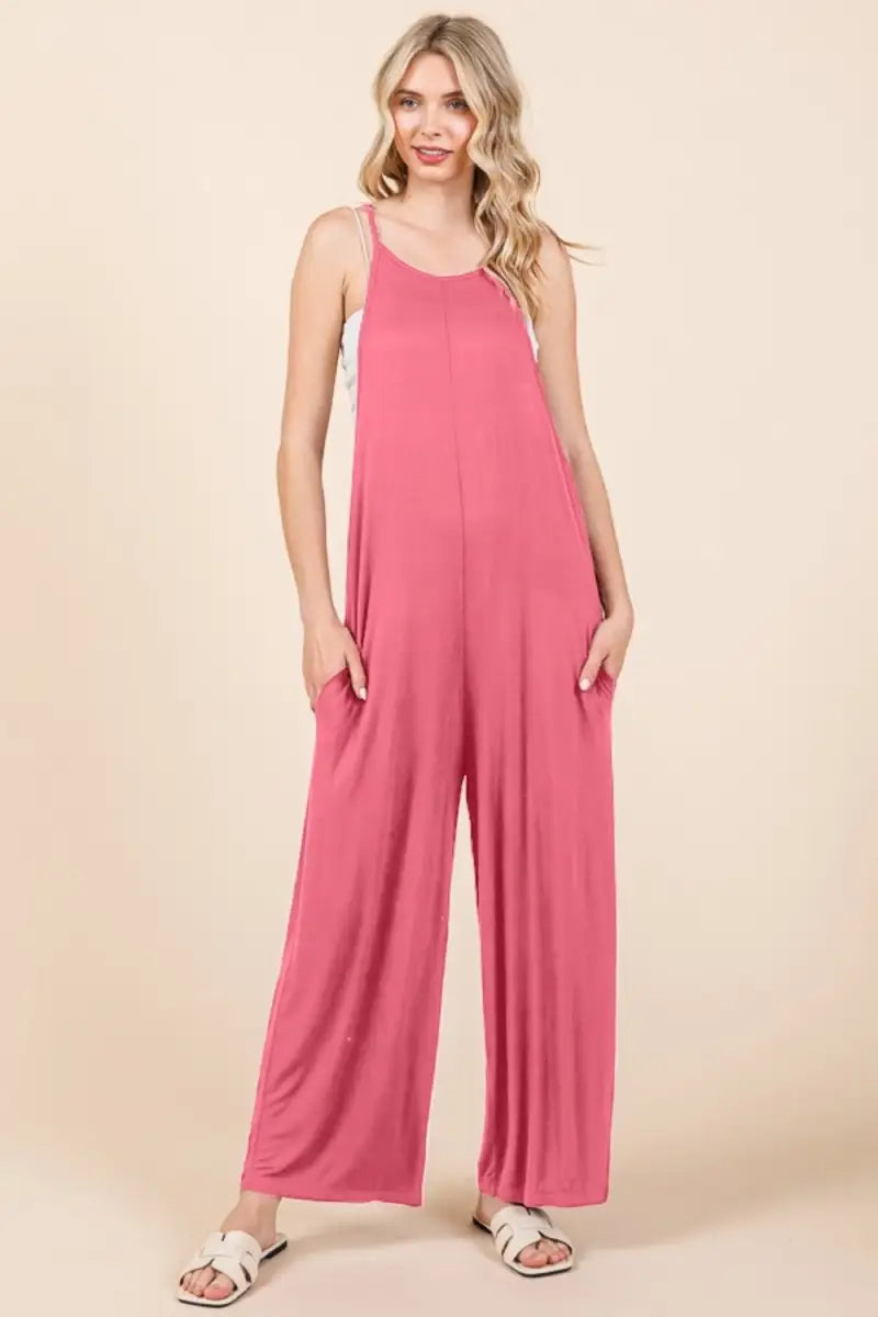 Pink / S - Culture Code Full Size Sleeveless Wide Leg Jumpsuit with Pockets - Trendsi - Jumpsuits & Rompers