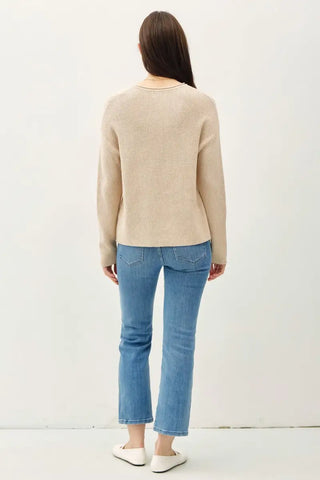 Round Neck Long Sleeve Sweater - Sweater - Trendsi - Tops