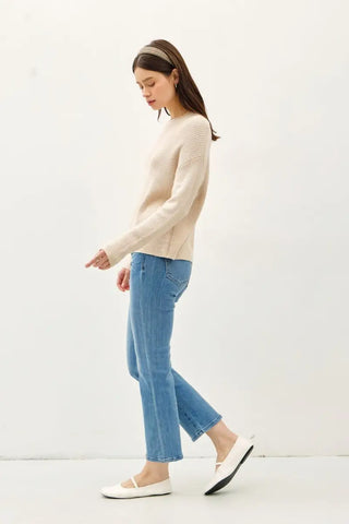 Round Neck Long Sleeve Sweater - Sweater - Trendsi - Tops