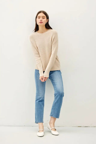 Round Neck Long Sleeve Sweater - Sweater - Trendsi - Tops