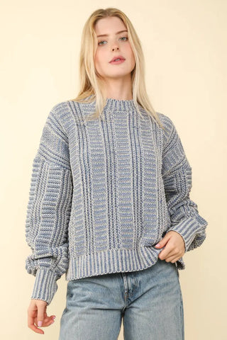 VERY J Two Tone Long Sleeve Sweater - Trendsi - Sweaters & Knitwear