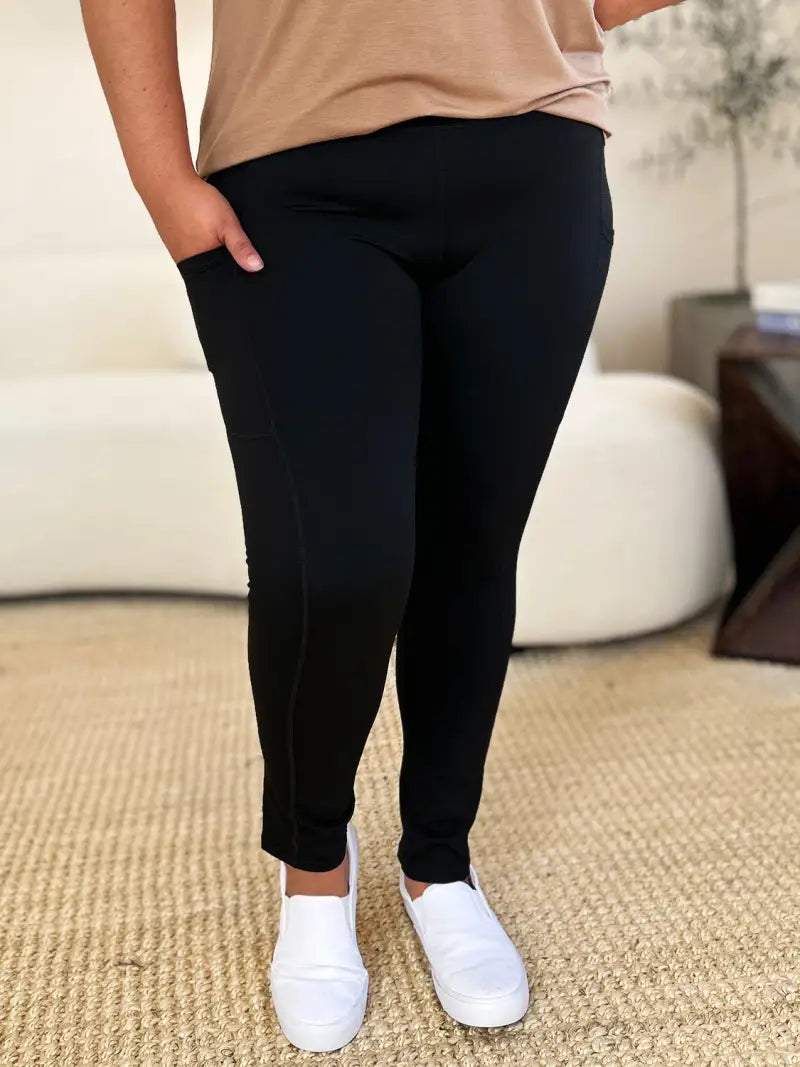 Black / S - Wide Waistband Sports Leggings - Leggings - Y&W&Q - Bottoms