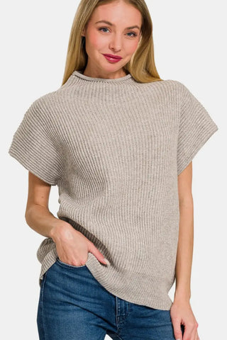 Short Sleeve Mock Neck Sweater - Sweater - Zenana - Winter Collection