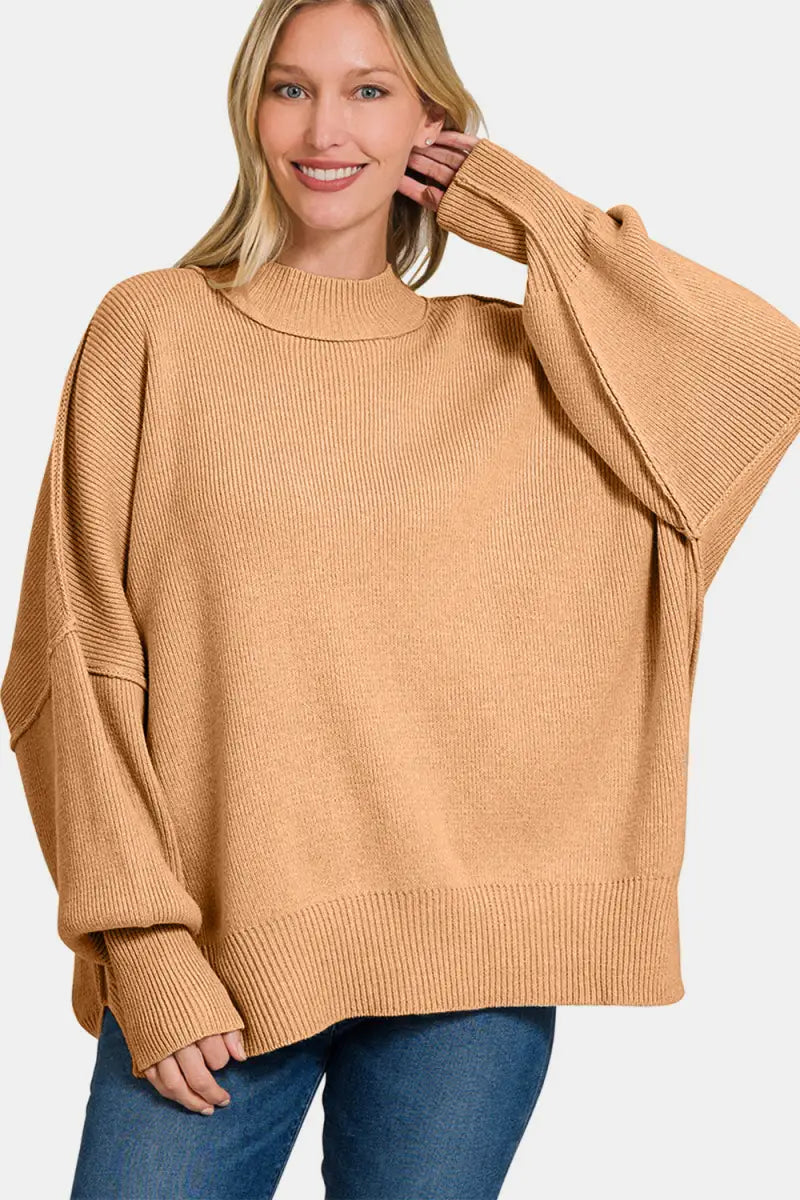 Side Sit Oversize Sweater - Sweater - Zenana - Winter Collection