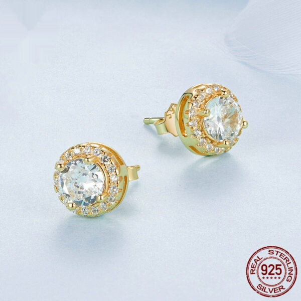 S925 Sterling Silver White Gold Plated Light Luxury All-Match Stud Earrings Ornament Women - Image 2