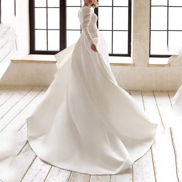 Ladies Style White Dress Satin Surface With High French Temperament And Long Skirt - Image 5