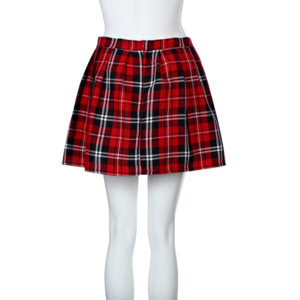 Fashion Women'S Plaid Mid-Waist Pleated Skirt - Image 3