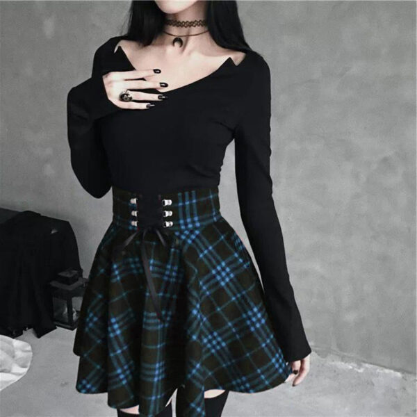 Asymmetrical Plaid Skirt