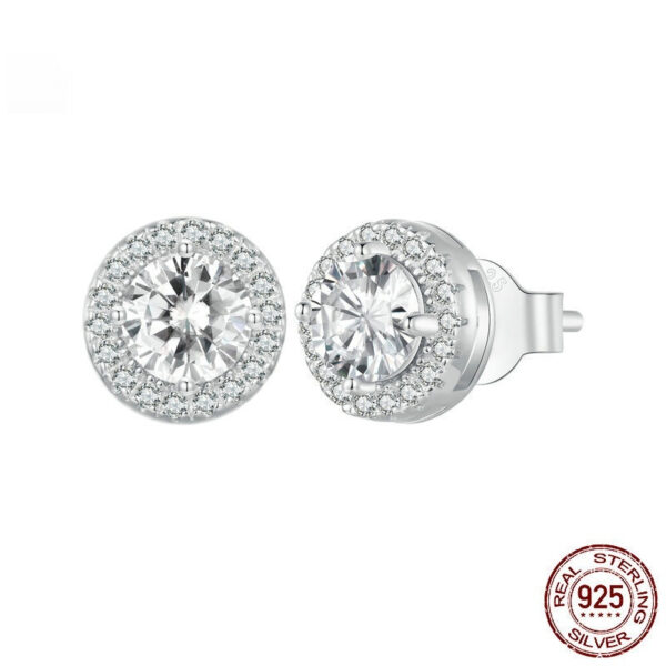 S925 Sterling Silver White Gold Plated Light Luxury All-Match Stud Earrings Ornament Women - Image 3