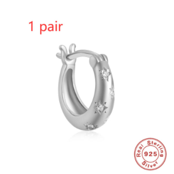 S925 Sterling Silver Diamond Five-Pointed Star Ear Ring - Image 8