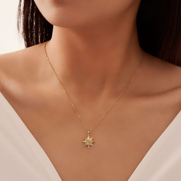 S925 Sterling Silver Hammered Star Pendant Necklace - Image 4