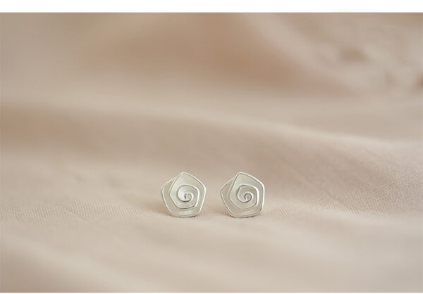 S925 Sterling Silver Spiral Flower Sterling Silver Stud Earrings - Image 2