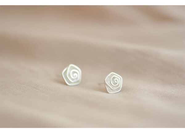 S925 Sterling Silver Spiral Flower Sterling Silver Stud Earrings - Image 5