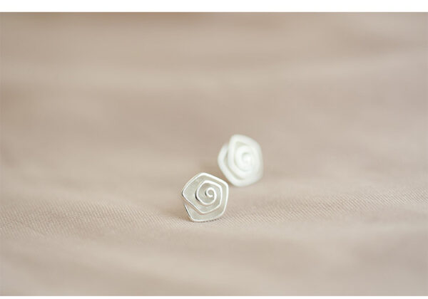 S925 Sterling Silver Spiral Flower Sterling Silver Stud Earrings - Image 4