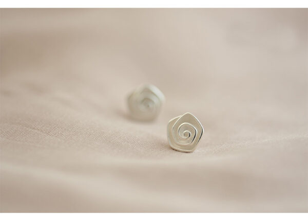 S925 Sterling Silver Spiral Flower Sterling Silver Stud Earrings - Image 3