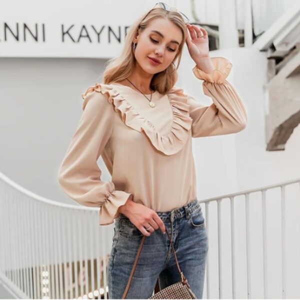 Blouse Tops For Women - Long Sleeve Pink Shirts