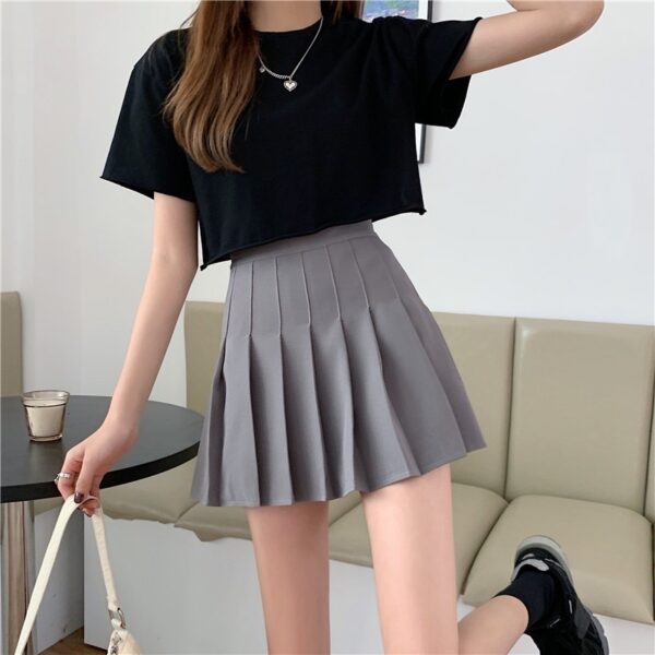 Plaid Pleated Skirt – Female High Waist Slim Short - Image 3