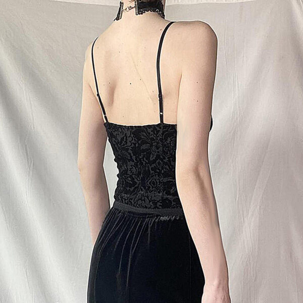 Dark Lace Camisole Vintage Court Style - Image 4