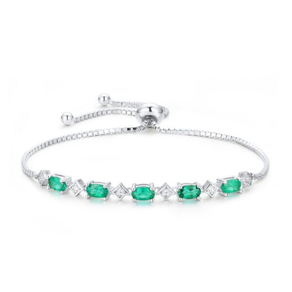 Elegant Egg-Shaped S925 Silver Cultivation Emerald Bracelet - Image 4