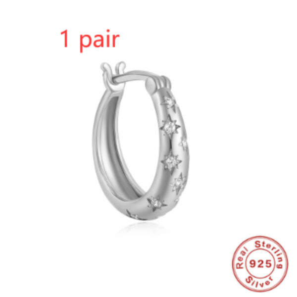 S925 Sterling Silver Diamond Five-Pointed Star Ear Ring - Image 7