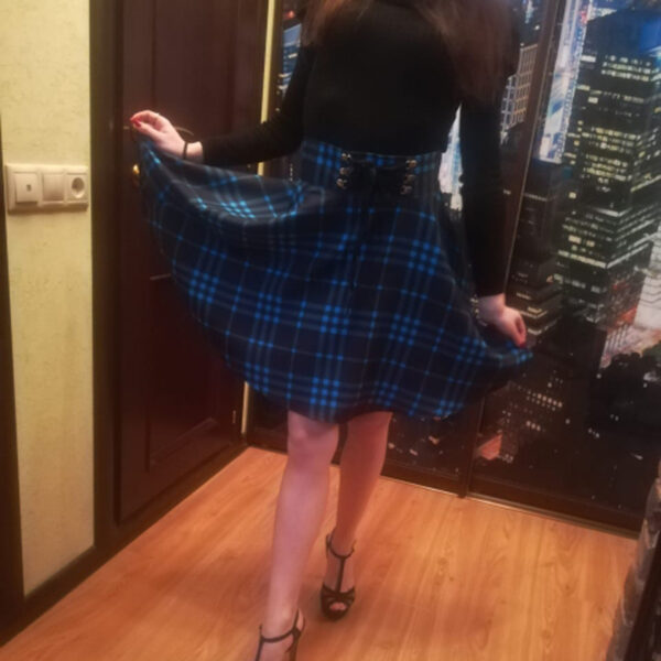 Asymmetrical Plaid Skirt - Image 4