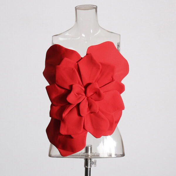 Three-Dimensional Flower Backless Tube Top Vest - Image 4