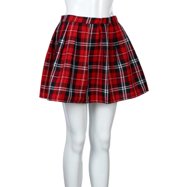 Fashion Women'S Plaid Mid-Waist Pleated Skirt - Image 7