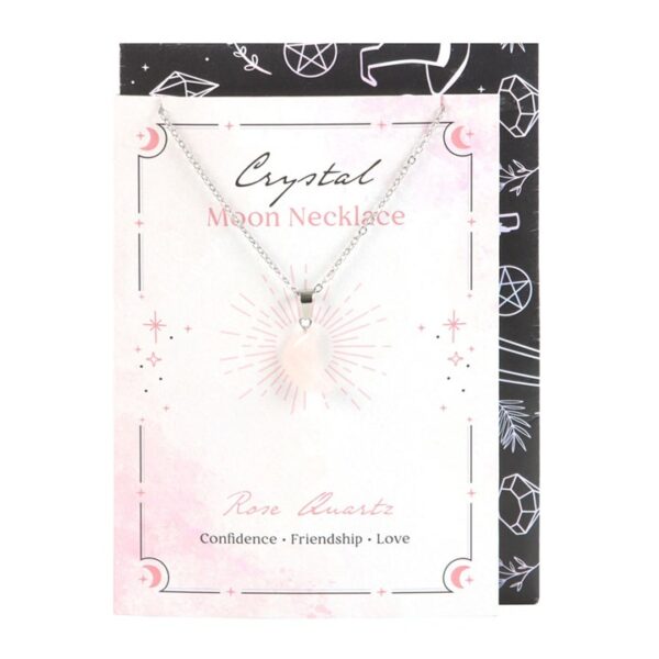 Rose Quartz Crystal Moon Necklace On Greeting Card - Image 2