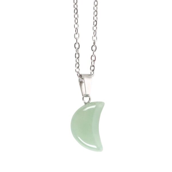 Green Aventurine Crystal Moon Necklace On Greeting Card - Image 4