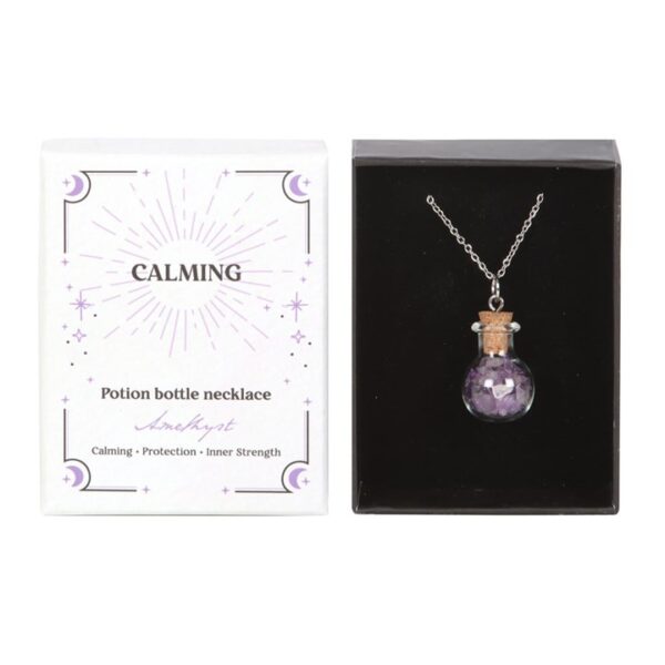 Calming Amethyst Crystal Chip Potion Bottle Necklace - Image 2