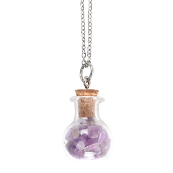 Calming Amethyst Crystal Chip Potion Bottle Necklace - Image 3