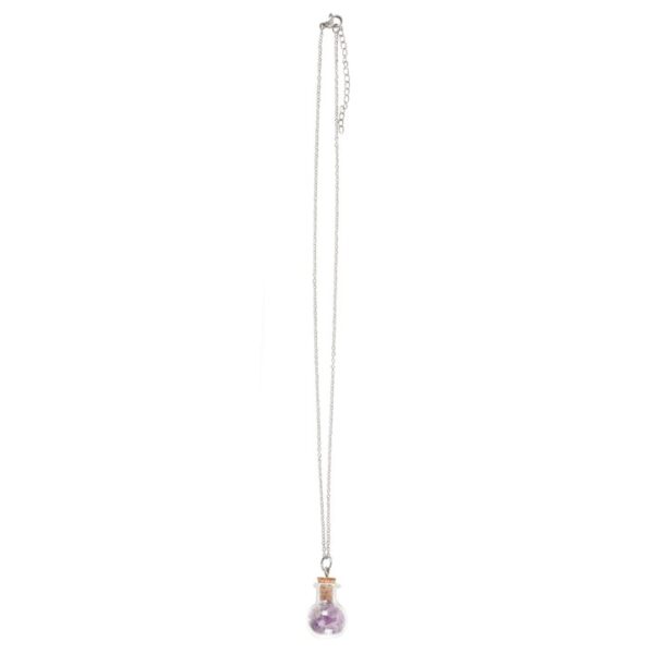 Calming Amethyst Crystal Chip Potion Bottle Necklace - Image 4