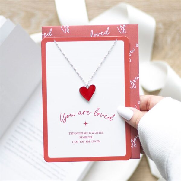 You Are Loved Heart Pendant Necklace Card